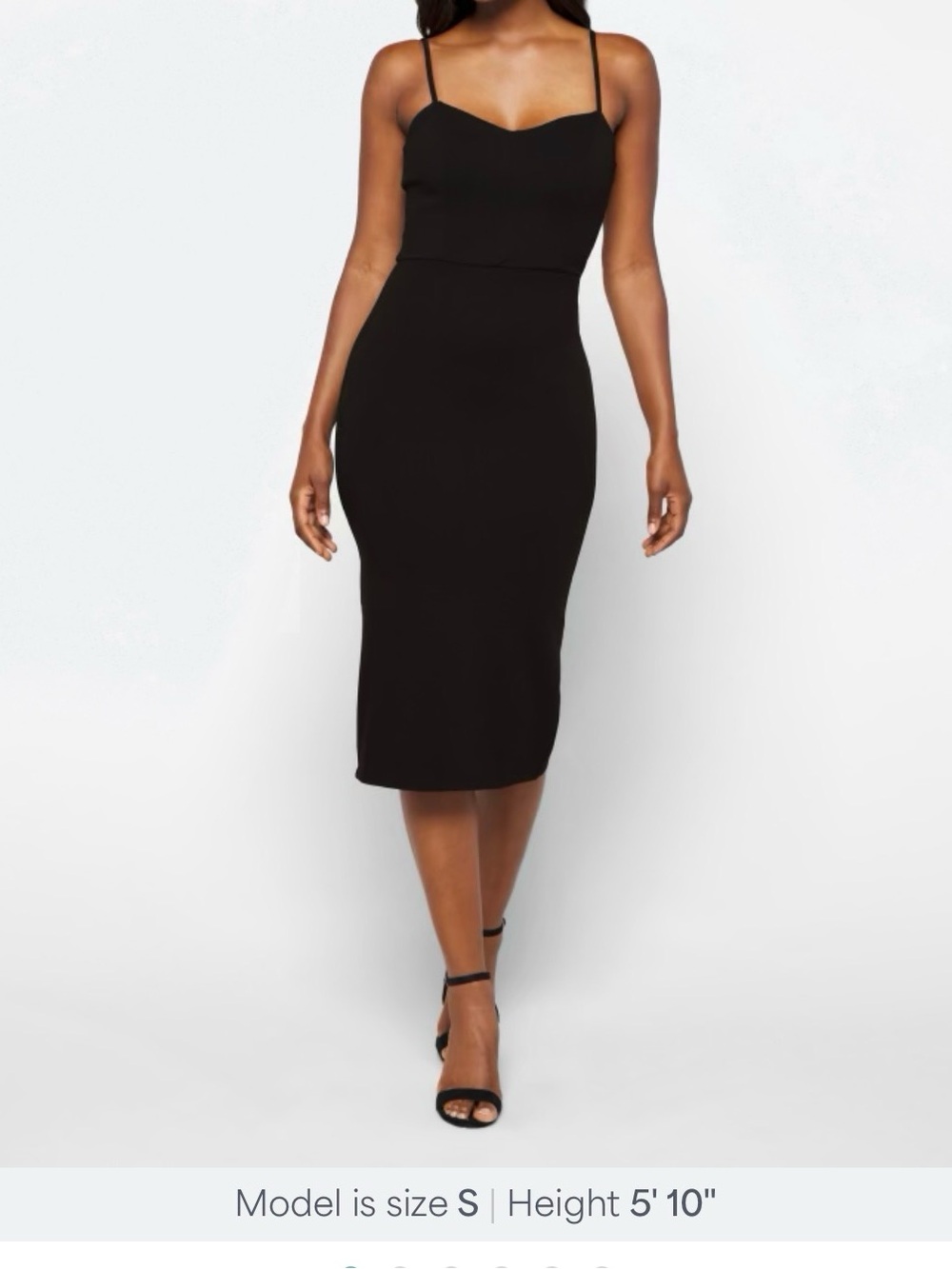nine britton Black Spaghetti-Strap Midi Dress